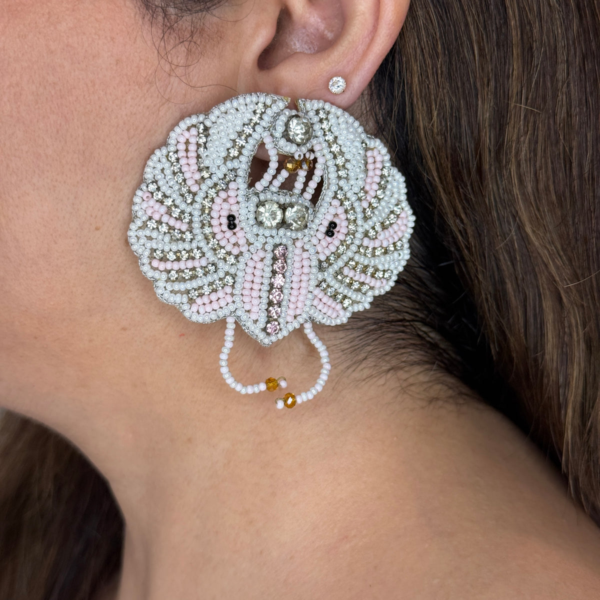 Beaded Floral Statement Boohoo Earrings