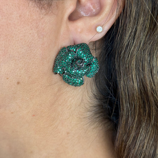 Zircon Rose Flower Studs