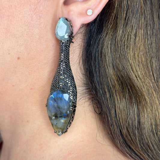 Gold Finish Vibrant Doublet and Zircon Studded Earrings