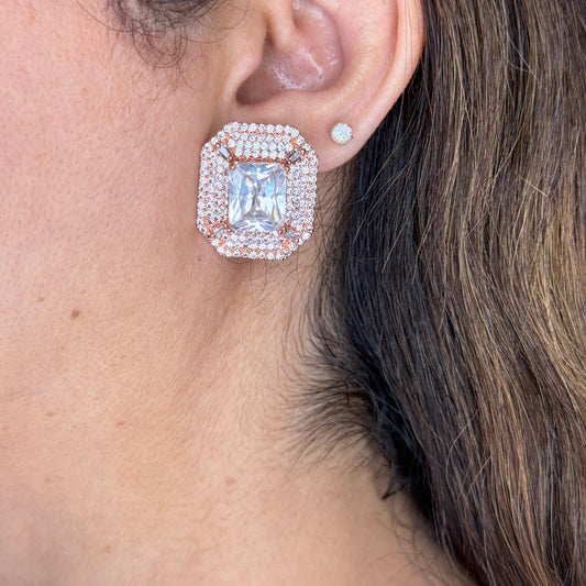 Zircon Halo Studs