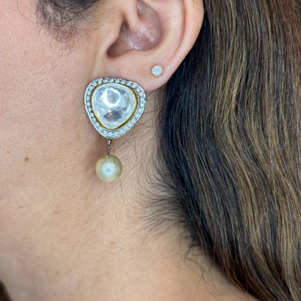 Kundan Pearl Studs