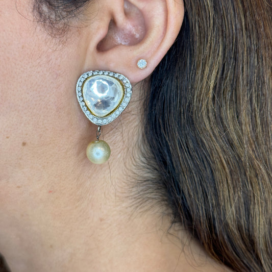 Kundan Pearl Studs