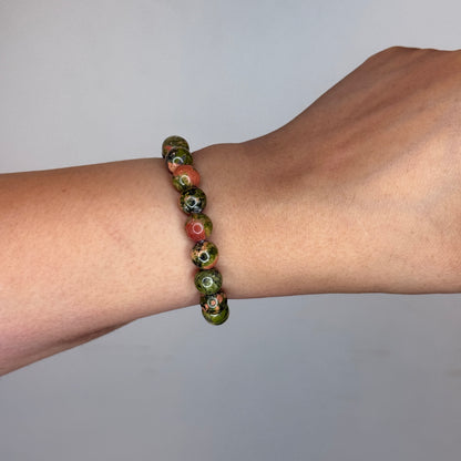 Green & Blush Stone Beaded Bracelet
