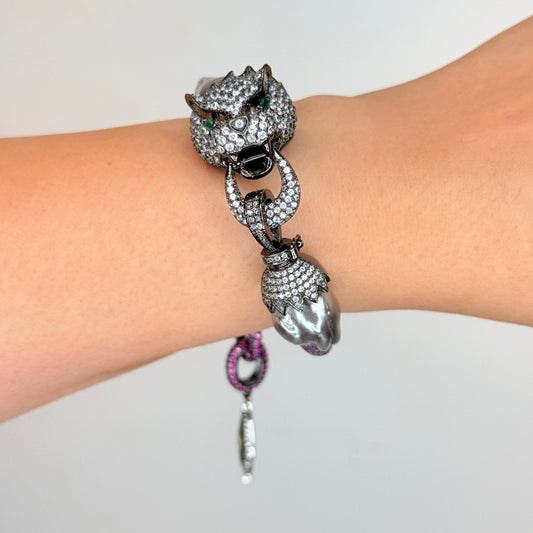 Vintage Baroque Pearl Zircon Bracelet
