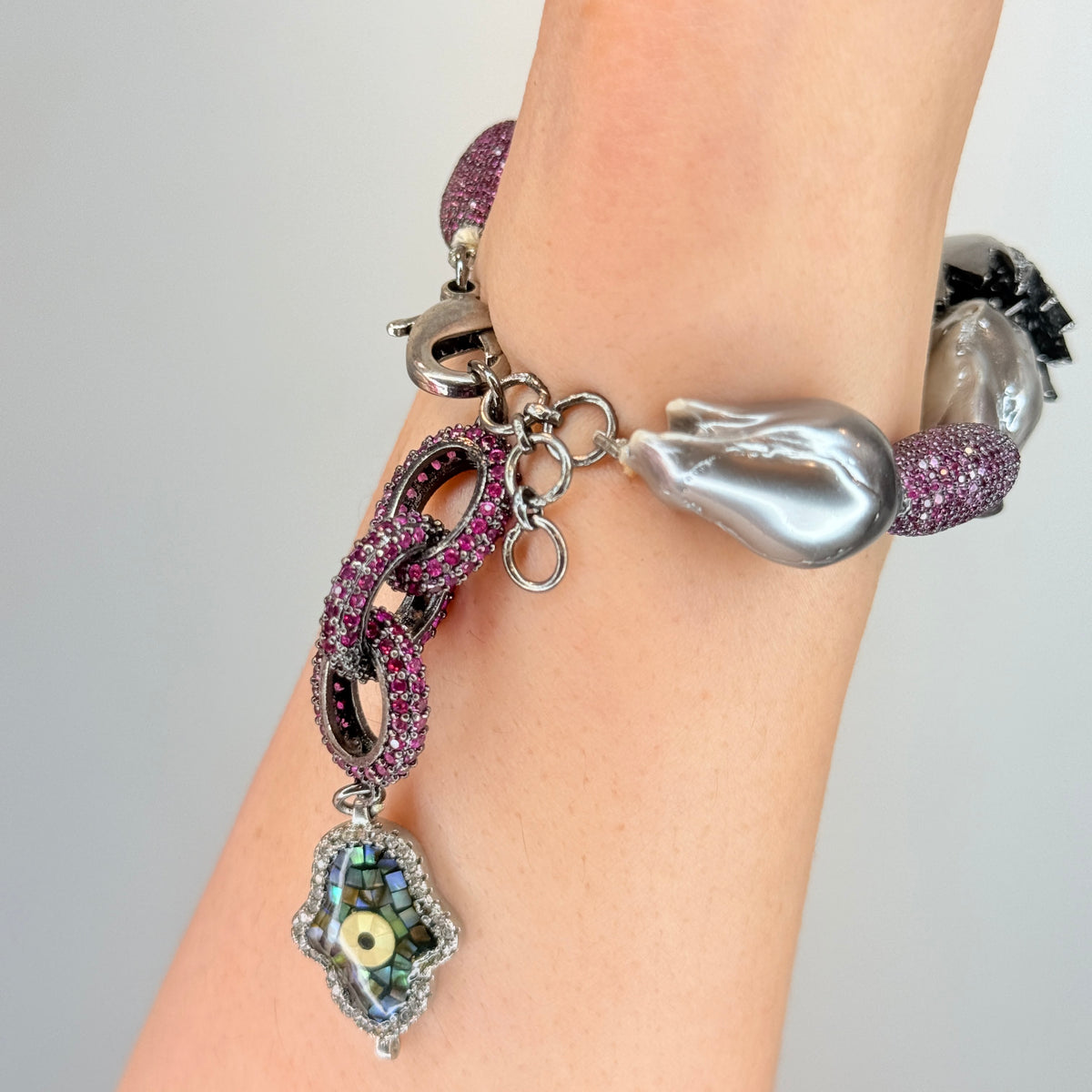 Vintage Baroque Pearl Zircon Bracelet