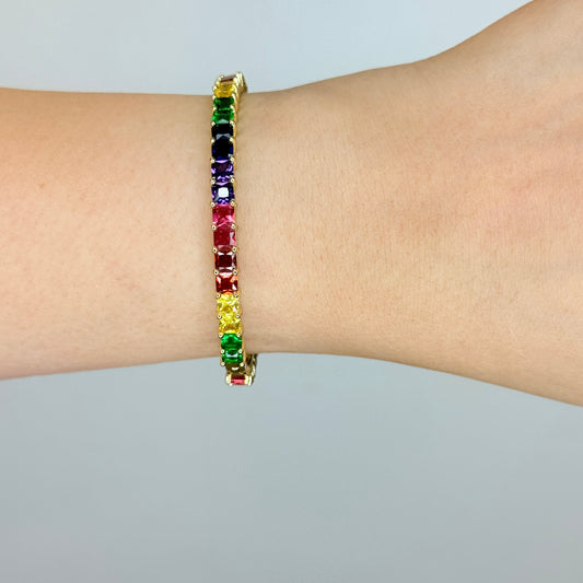Multicolour Zircon Baguette Bangle
