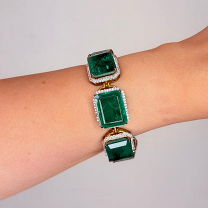 Chunky Emerald Zircon Accent Bracelet