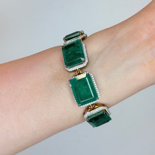 Chunky Emerald Zircon Accent Bracelet