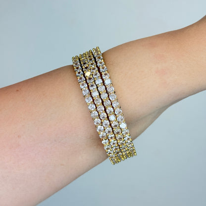 Gold Finish Zircon Cascade Bangle Set