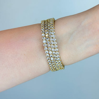 Gold Finish Zircon Cascade Bangle Set