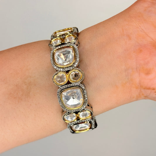 Two Tone Finish Kundan Polki Bangle Set