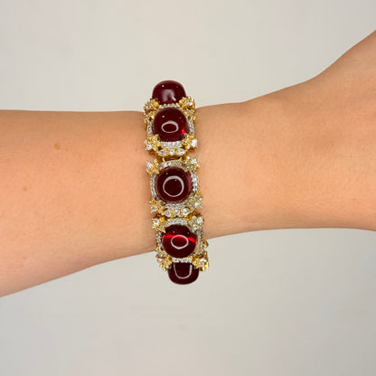 Red Stone Gold Finish Bracelet