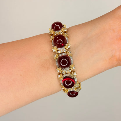 Red Stone Gold Finish Bracelet