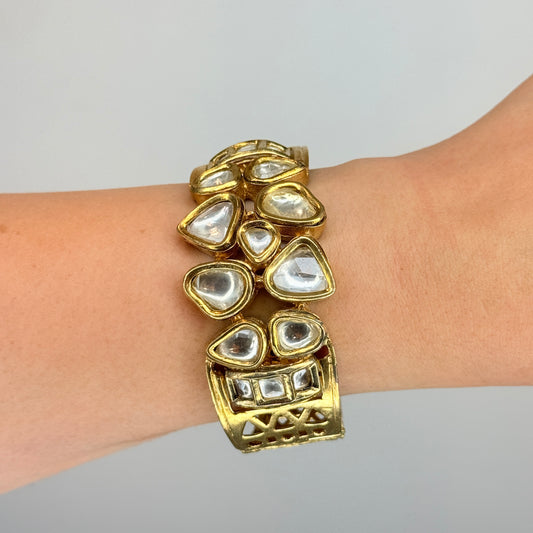 Gold Plated Openable Kundan Bracelet