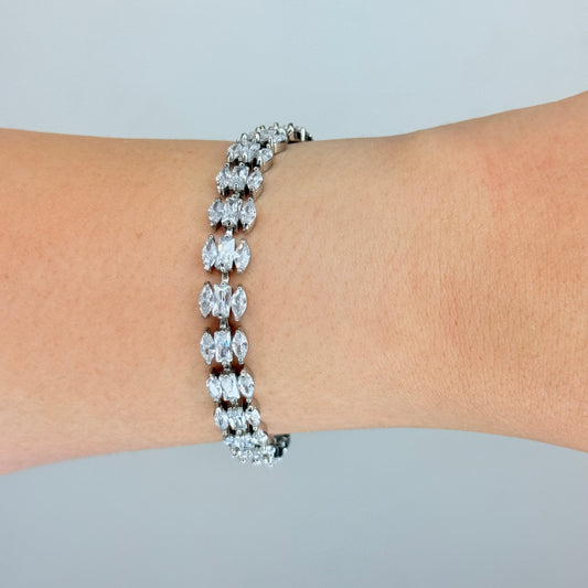 Classic Zircon Bracelet in White Finish