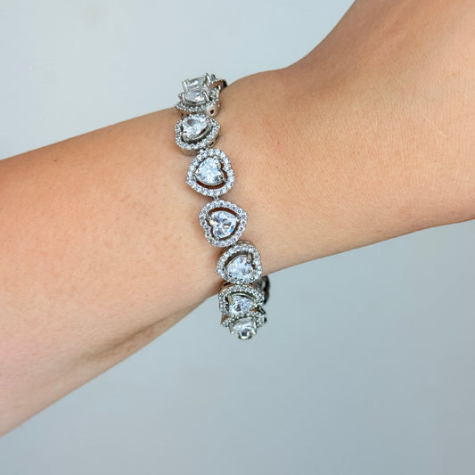 Inverted Hearts Zircon Studded Bracelet