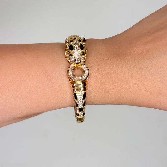 Gold Finish Studded Cuff Bracelet