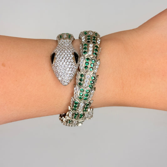 Zircon Studded Snake Wrap Bracelet