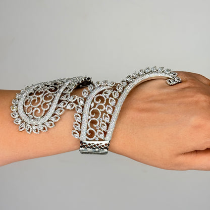 Zircon Studded Chunky Swirl Cuff