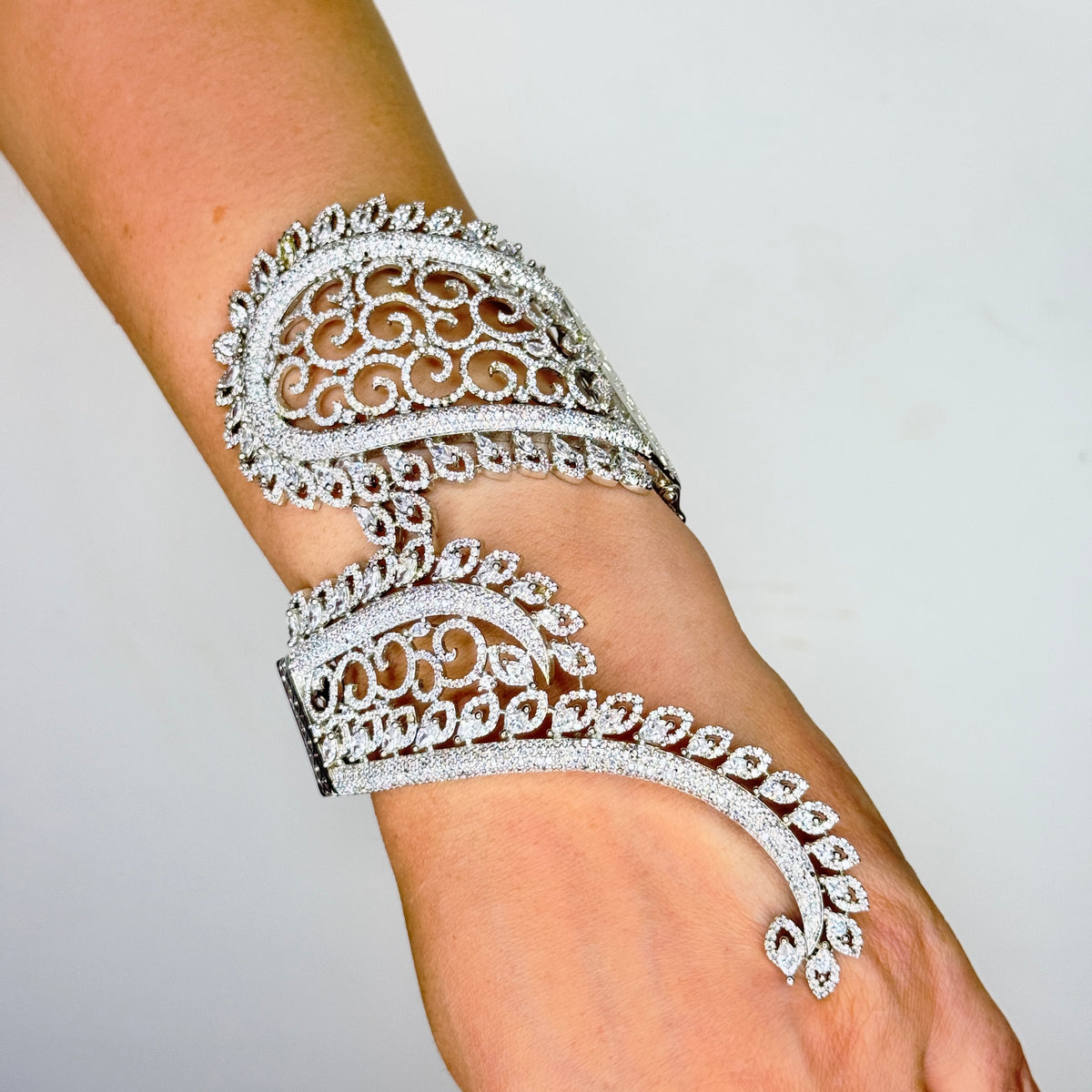 Zircon Studded Chunky Swirl Cuff