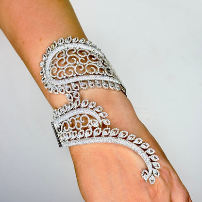 Zircon Studded Chunky Swirl Cuff