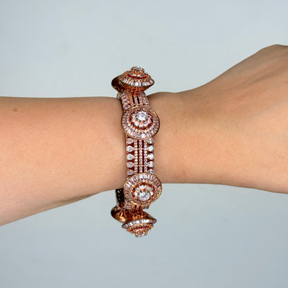 Rose Gold Floral Stone Bangle