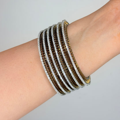 Antique Finish Zircon Bangle Stack