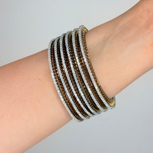 Antique Finish Zircon Bangle Stack