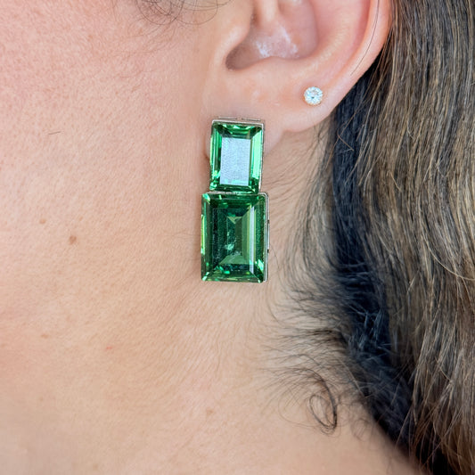 Blue Glass Stone Earrings