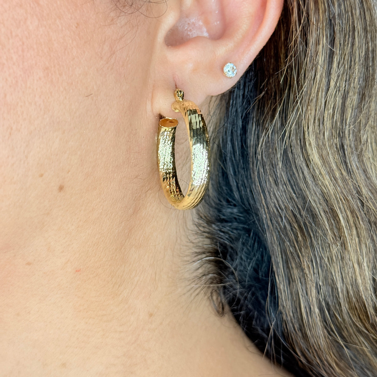 Textured Gold Finished Hoops