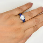 White Finish Solitaire Ring with Colored Stone Details