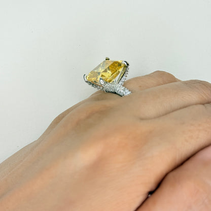 Yellow Zircon Solitaire Ring