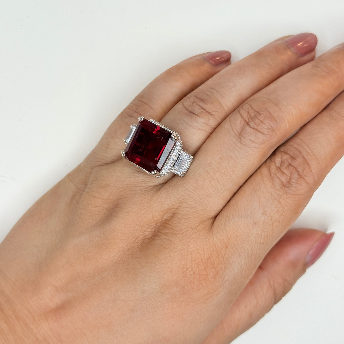 Red Crystal Solitaire Zircon Ring