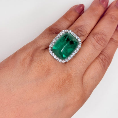 Doublet Crystal Ring with Faux Diamond Accents