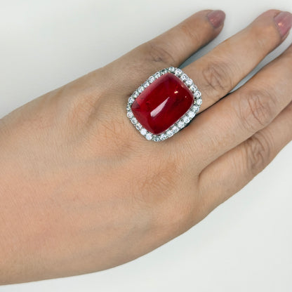 Doublet Crystal Ring with Faux Diamond Accents
