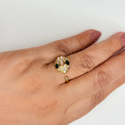 Gold Toned Zircon Studded Snake Ring