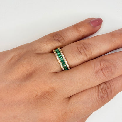 Gold Finish Zircon and Baguette Stone Ring