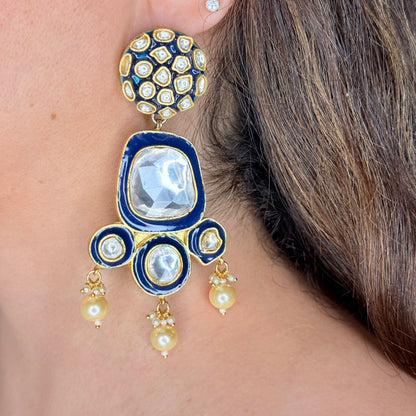 Blue Enamelled Ethnic Kundan Necklace Set