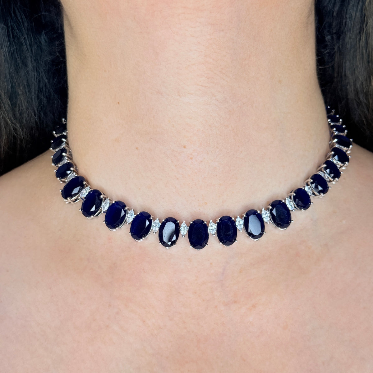 Regal Oval Gemstone Necklace Set