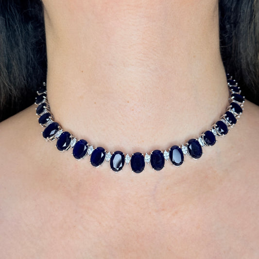 Regal Oval Gemstone Necklace Set
