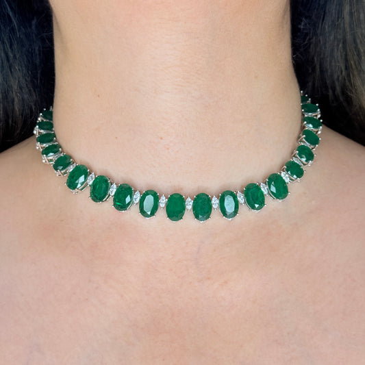Regal Oval Gemstone Necklace Set