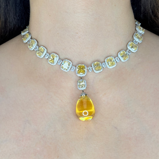 Champagne Teardrop Statement Necklace Set
