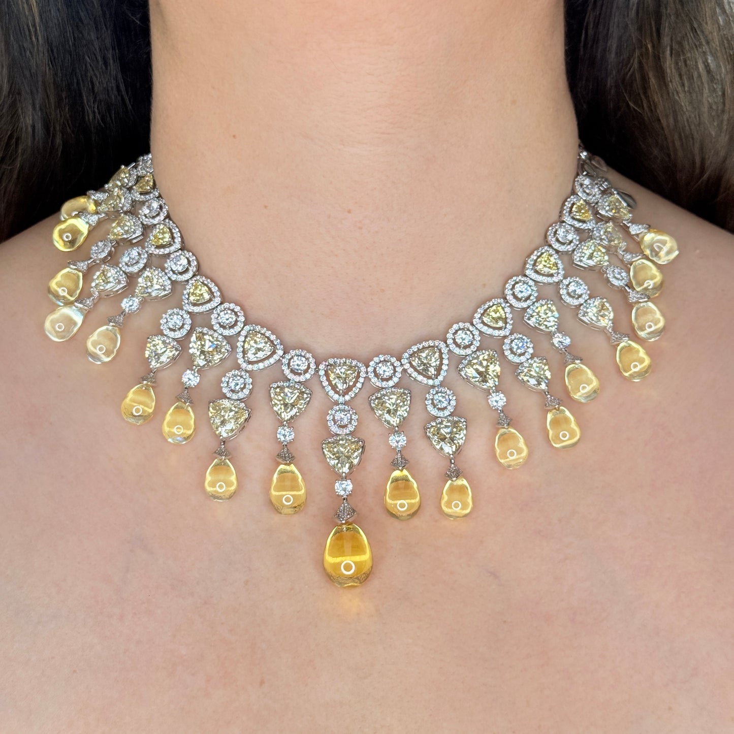 Champagne Cascading Statement Necklace Set