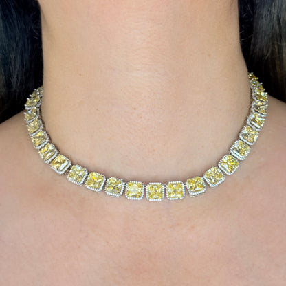 Champagne Faux Diamond Tennis Necklace Set
