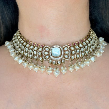 Pearl Polki Bridal Choker Set