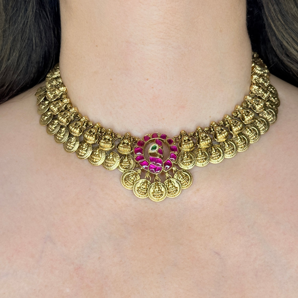 Temple Coin Lakshmi Necklace Set