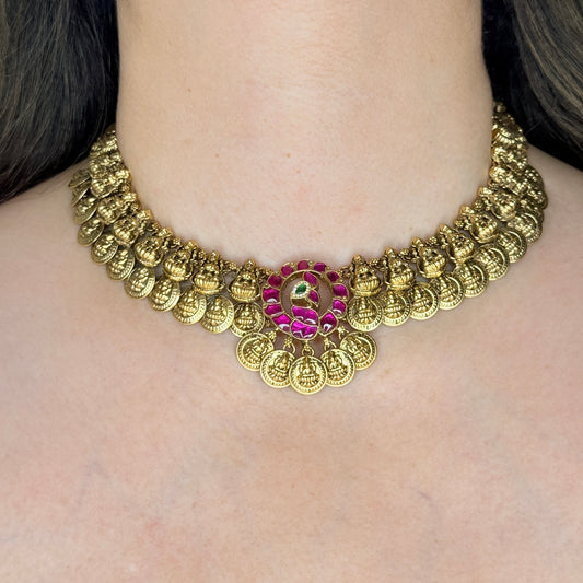 Temple Coin Lakshmi Necklace Set