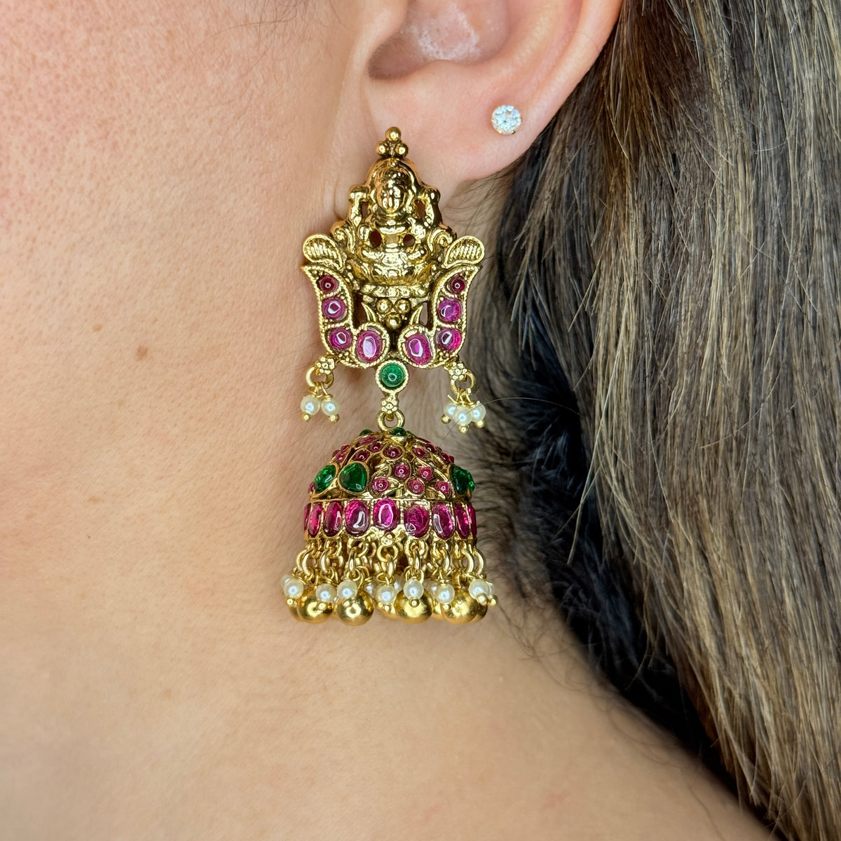 Temple Lakshmi Peacock Choker Necklace Set