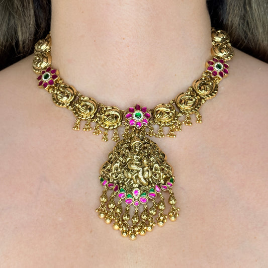 Traditional Lakshmi Temple Pendant Necklace Set