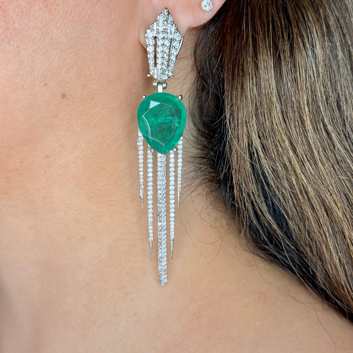 Zircon and Green Doublet Earrings